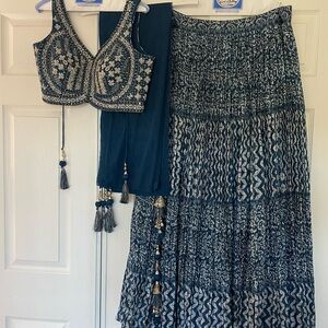 Elegant Blue and White Lengha